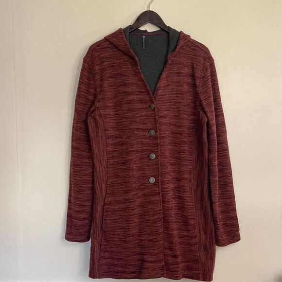 Kuhl Isla Long Hoody Jacket Red Burnt Sierra Wool Blend Fleece, Size XL - Picture 2 of 10